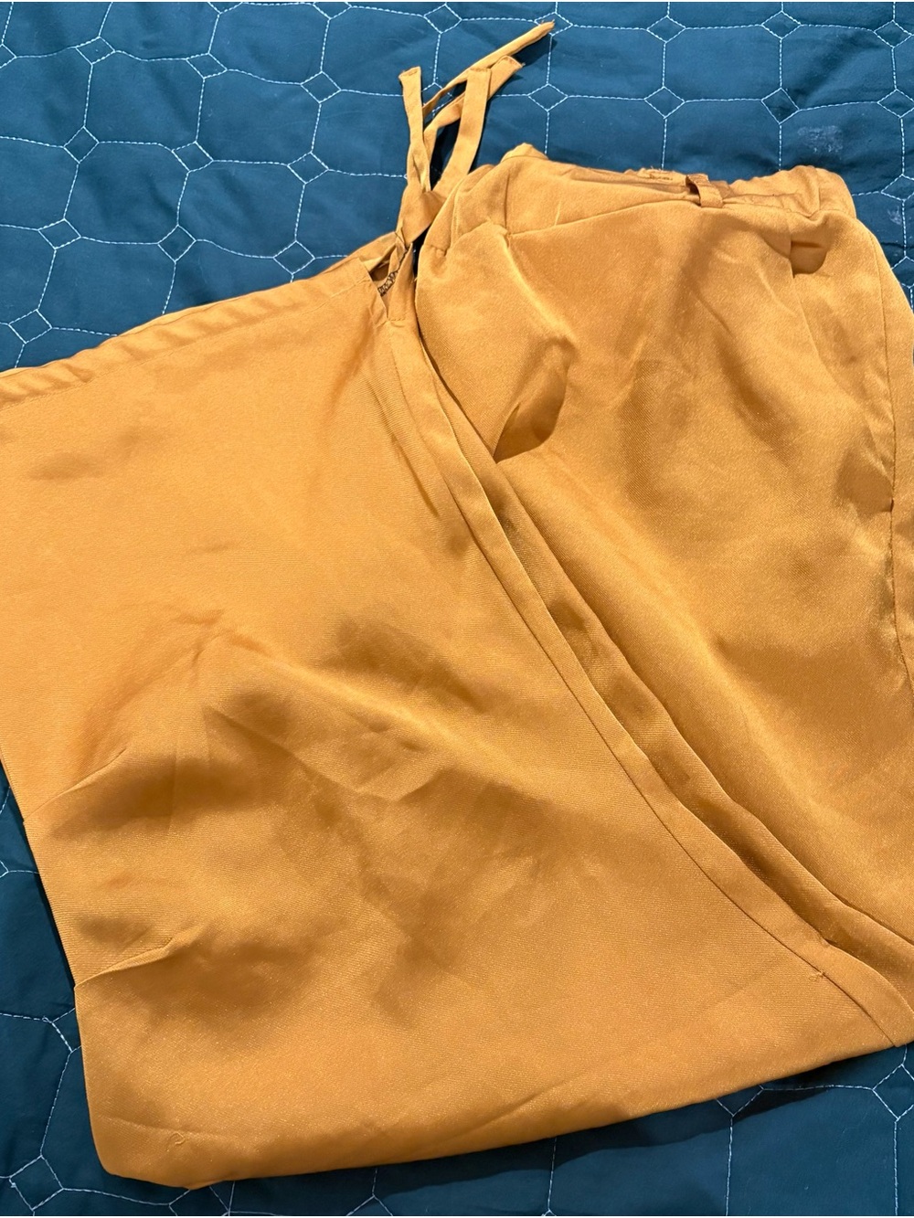 Tie-Waist A-Line Skirt in Mustard Yellow